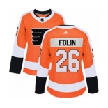 Women Adidas Philadelphia Flyers #26 Christian Folin Authentic Orange Home NHL Jersey