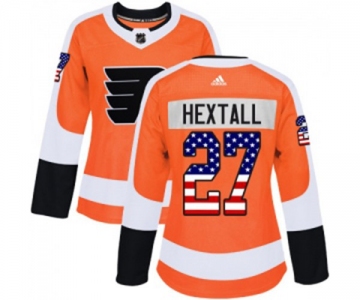 Women Adidas Philadelphia Flyers #27 Ron Hextall Authentic Orange USA Flag Fashion NHL Jersey