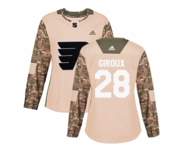 Women Adidas Philadelphia Flyers #28 Claude Giroux Camo Authentic 2017 Veterans Day Stitched NHL Jersey