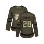 Women Adidas Philadelphia Flyers #28 Claude Giroux Green Salute to Service Stitched NHL Jersey