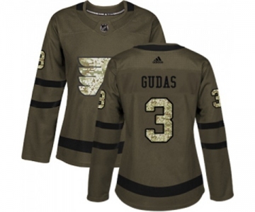 Women Adidas Philadelphia Flyers #3 Radko Gudas Authentic Green Salute to Service NHL Jersey