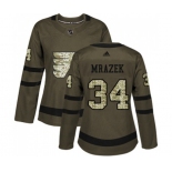 Women Adidas Philadelphia Flyers #34 Petr Mrazek Authentic Green Salute to Service NHL Jersey