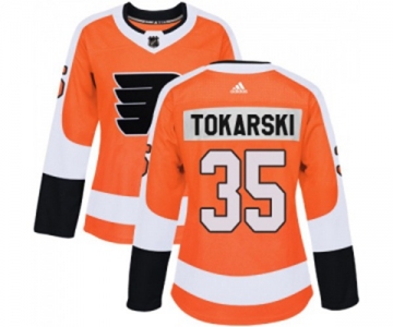 Women Adidas Philadelphia Flyers #35 Dustin Tokarski Authentic Orange Home NHL Jersey