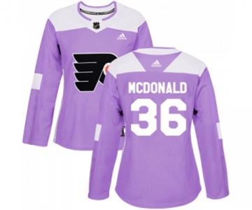 Women Adidas Philadelphia Flyers #36 Colin McDonald Authentic Purple Fights Cancer Practice NHL Jersey