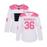 Women Adidas Philadelphia Flyers #36 Colin McDonald Authentic White Pink Fashion NHL Jersey