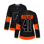 Women Adidas Philadelphia Flyers #41 Anthony Stolarz Authentic Black Alternate NHL Jersey