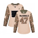 Women Adidas Philadelphia Flyers #47 Andrew MacDonald Authentic Camo Veterans Day Practice NHL Jersey