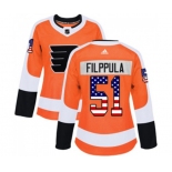 Women Adidas Philadelphia Flyers #51 Valtteri Filppula Authentic Orange USA Flag Fashion NHL Jersey