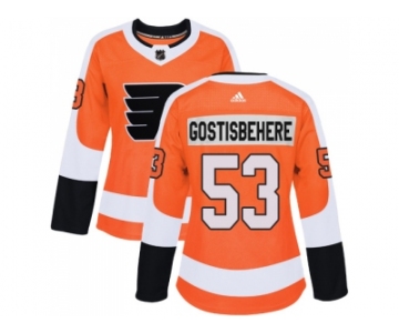 Women Adidas Philadelphia Flyers #53 Shayne Gostisbehere Orange Home Authentic Stitched NHL Jersey