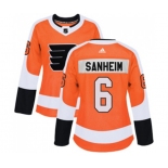 Women Adidas Philadelphia Flyers #6 Travis Sanheim Authentic Orange Home NHL Jersey