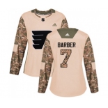 Women Adidas Philadelphia Flyers #7 Bill Barber Authentic Camo Veterans Day Practice NHL Jersey