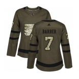 Women Adidas Philadelphia Flyers #7 Bill Barber Authentic Green Salute to Service NHL Jersey