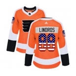 Women Adidas Philadelphia Flyers #88 Eric Lindros Authentic Orange USA Flag Fashion NHL Jersey