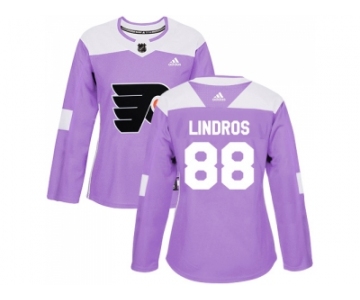 Women Adidas Philadelphia Flyers #88 Eric Lindros Purple Authentic Fights Cancer Stitched NHL Jersey