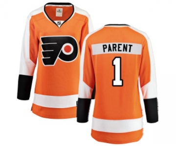 Women Philadelphia Flyers #1 Bernie Parent Fanatics Branded Orange Home Breakaway NHL Jersey