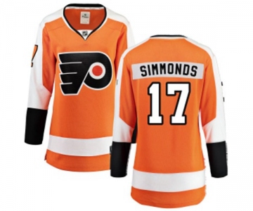 Women Philadelphia Flyers #17 Wayne Simmonds Fanatics Branded Orange Home Breakaway NHL Jersey