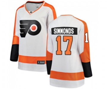 Women Philadelphia Flyers #17 Wayne Simmonds Fanatics Branded White Away Breakaway NHL Jersey