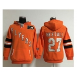 Women Philadelphia Flyers #27 Ron Hextall Orange Old Time Heidi NHL Hoodie