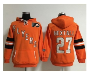 Women Philadelphia Flyers #27 Ron Hextall Orange Old Time Heidi NHL Hoodie