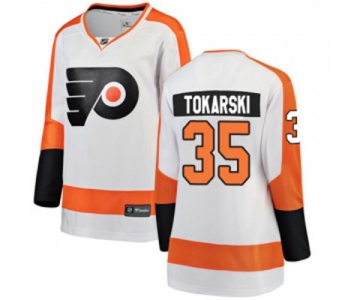 Women Philadelphia Flyers #35 Dustin Tokarski Fanatics Branded White Away Breakaway NHL Jersey