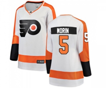 Women Philadelphia Flyers #5 Samuel Morin Fanatics Branded White Away Breakaway NHL Jersey