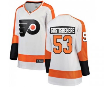 Women Philadelphia Flyers #53 Shayne Gostisbehere Fanatics Branded White Away Breakaway NHL Jersey