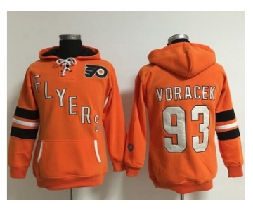 Women Philadelphia Flyers #93 Jakub Voracek Orange Old Time Heidi NHL Hoodie