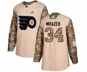 Youth Adidas Philadelphia Flyers #34 Petr Mrazek Authentic Camo Veterans Day Practice NHL Jersey