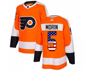 Youth Adidas Philadelphia Flyers #5 Samuel Morin Authentic Orange USA Flag Fashion NHL Jersey