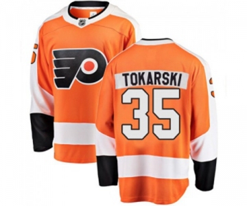 Youth Philadelphia Flyers #35 Dustin Tokarski Fanatics Branded Orange Home Breakaway NHL Jersey