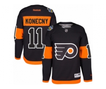 Youth Reebok Philadelphia Flyers #11 Travis Konecny Authentic Black 2017 Stadium Series NHL Jersey