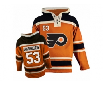 Men's Old Time Hockey Philadelphia Flyers #53 Shayne Gostisbehere Authentic Orange Pullover Hoodie NHL Jersey