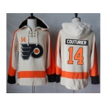 Men's Philadelphia Flyers #14 Sean Couturier Cream Sawyer Hooded Sweatshirt Stitched NHL Jersey