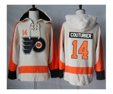 Men's Philadelphia Flyers #14 Sean Couturier Cream Sawyer Hooded Sweatshirt Stitched NHL Jersey