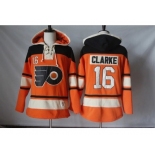 Men's Philadelphia Flyers #16 Bobby Clarke Orange Sawyer Hooded Sweatshirt Stitched NHL Jersey