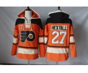 Men's Philadelphia Flyers #27 Ron Hextall Orange Sawyer Hooded Sweatshirt Stitched NHL Jersey