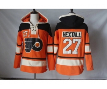 Men's Philadelphia Flyers #27 Ron Hextall Orange Sawyer Hooded Sweatshirt Stitched NHL Jersey