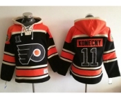 Philadelphia Flyers #11 Travis Konecny Black Sawyer Hooded Sweatshirt Stitched NHL Jersey