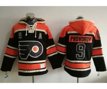 Philadelphia Flyers #9 Ivan Provorov Black Sawyer Hooded Sweatshirt Stitched NHL Jersey