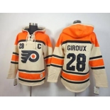 nhl jerseys philadelphia flyers #28 giroux orange-cream[pullover hooded sweatshirt patch C]