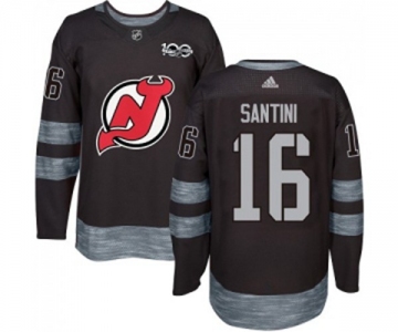 Adidas New Jersey Devils #16 Steve Santini Authentic Black 1917-2017 100th Anniversary Hockey Jersey