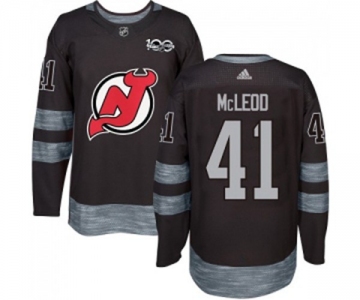 Adidas New Jersey Devils #41 Michael McLeod Authentic Black 1917-2017 100th Anniversary Hockey Jersey