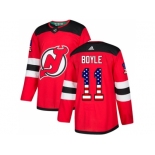 Men Adidas New Jersey Devils #11 Brian Boyle Red Home Authentic USA Flag Stitched NHL Jersey