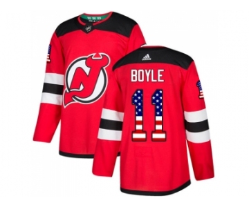 Men Adidas New Jersey Devils #11 Brian Boyle Red Home Authentic USA Flag Stitched NHL Jersey