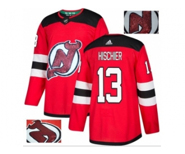 Men Adidas New Jersey Devils #13 Nico Hischier Red Home Authentic Fashion Gold Stitched NHL Jersey