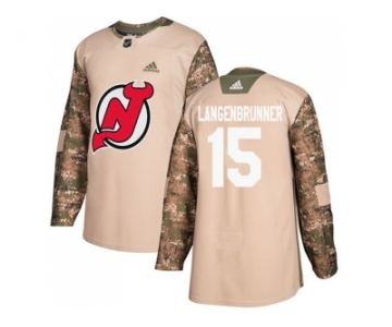 Men Adidas New Jersey Devils #15 Langenbrunner Camo Authentic 2017 Veterans Day Stitched NHL Jersey