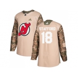 Men Adidas New Jersey Devils #18 Drew Stafford Camo Authentic 2017 Veterans Day Stitched NHL Jersey