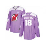 Men Adidas New Jersey Devils #18 Drew Stafford Purple Authentic Fights Cancer Stitched NHL Jersey