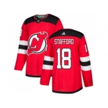 Men Adidas New Jersey Devils #18 Drew Stafford Red Home Authentic Stitched NHL Jersey