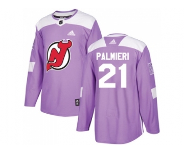 Men Adidas New Jersey Devils #21 Kyle Palmieri Purple Authentic Fights Cancer Stitched NHL Jersey